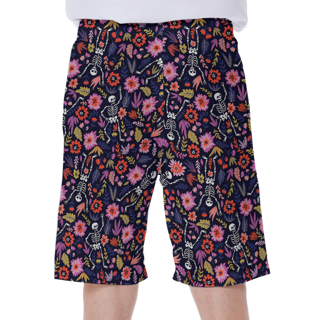 Day Of The Dead Skeleton Pattern Print Men's Beach Shorts