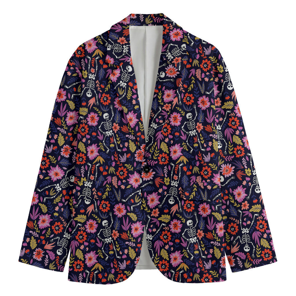 Day Of The Dead Skeleton Pattern Print Men's Blazer