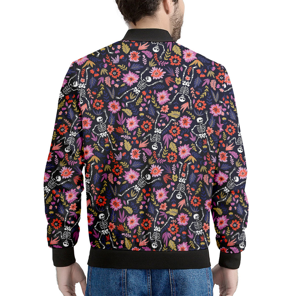 Day Of The Dead Skeleton Pattern Print Men's Bomber Jacket