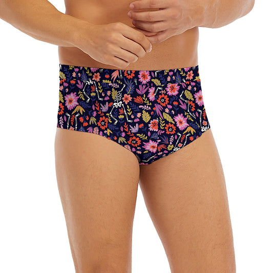 Day Of The Dead Skeleton Pattern Print Men's Briefs