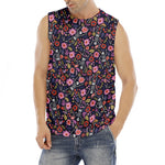 Day Of The Dead Skeleton Pattern Print Men's Fitness Tank Top