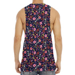 Day Of The Dead Skeleton Pattern Print Men's Muscle Tank Top