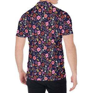 Day Of The Dead Skeleton Pattern Print Men's Shirt