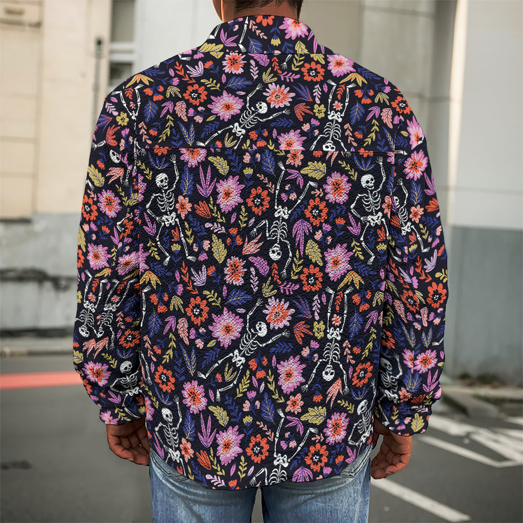 Day Of The Dead Skeleton Pattern Print Men's Shirt Jacket