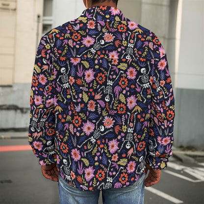 Day Of The Dead Skeleton Pattern Print Men's Shirt Jacket