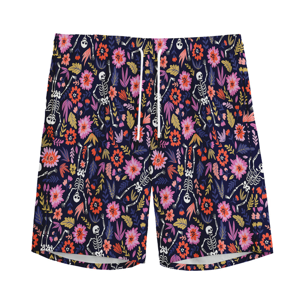 Day Of The Dead Skeleton Pattern Print Men's Sports Shorts