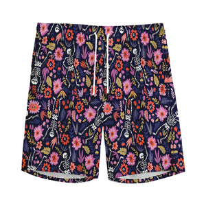 Day Of The Dead Skeleton Pattern Print Men's Sports Shorts