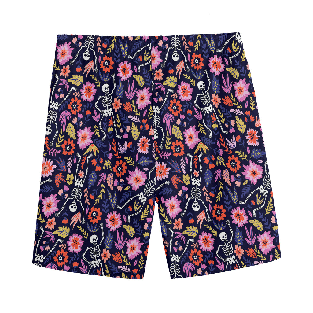 Day Of The Dead Skeleton Pattern Print Men's Sports Shorts