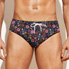 Day Of The Dead Skeleton Pattern Print Men's Swim Briefs