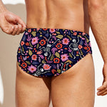 Day Of The Dead Skeleton Pattern Print Men's Swim Briefs