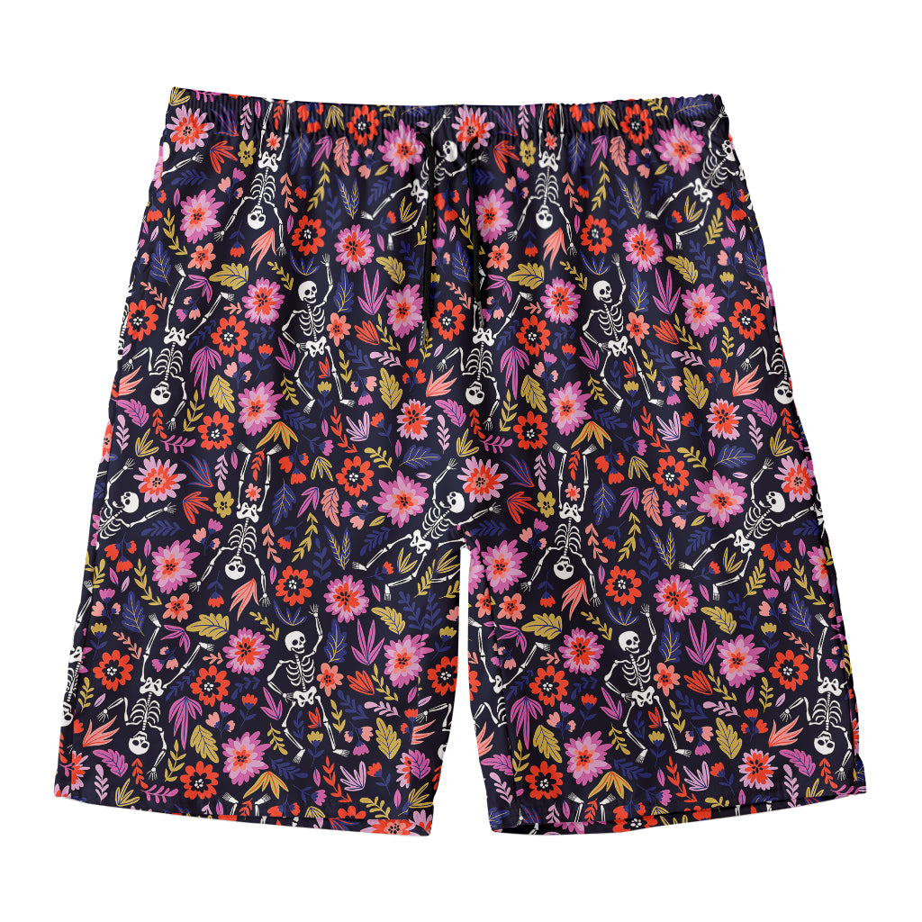 Day Of The Dead Skeleton Pattern Print Men's Swim Trunks