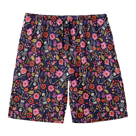 Day Of The Dead Skeleton Pattern Print Men's Swim Trunks