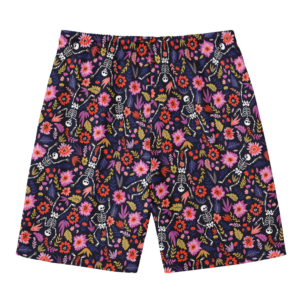 Day Of The Dead Skeleton Pattern Print Men's Swim Trunks