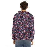 Day Of The Dead Skeleton Pattern Print Men's Velvet Pullover Hoodie