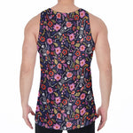 Day Of The Dead Skeleton Pattern Print Men's Velvet Tank Top