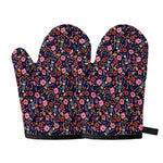 Day Of The Dead Skeleton Pattern Print Oven Mitts