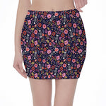 Day Of The Dead Skeleton Pattern Print Pencil Mini Skirt