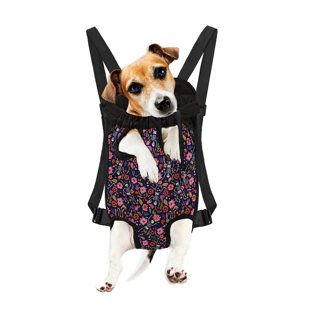 Day Of The Dead Skeleton Pattern Print Pet Carrier Backpack
