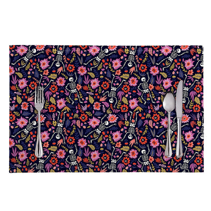 Day Of The Dead Skeleton Pattern Print Placemat