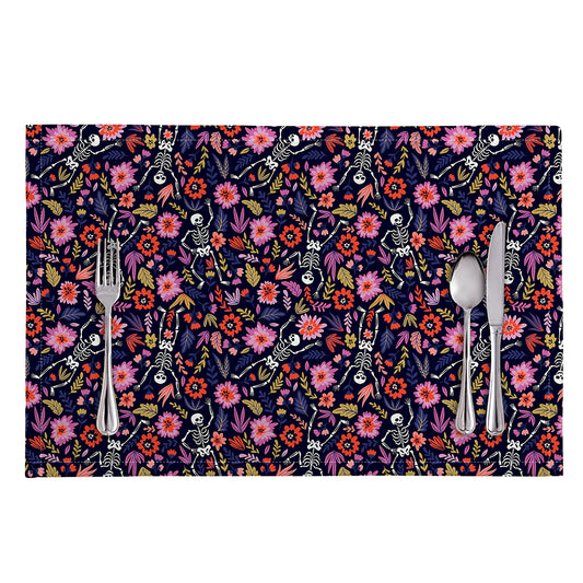 Day Of The Dead Skeleton Pattern Print Placemat