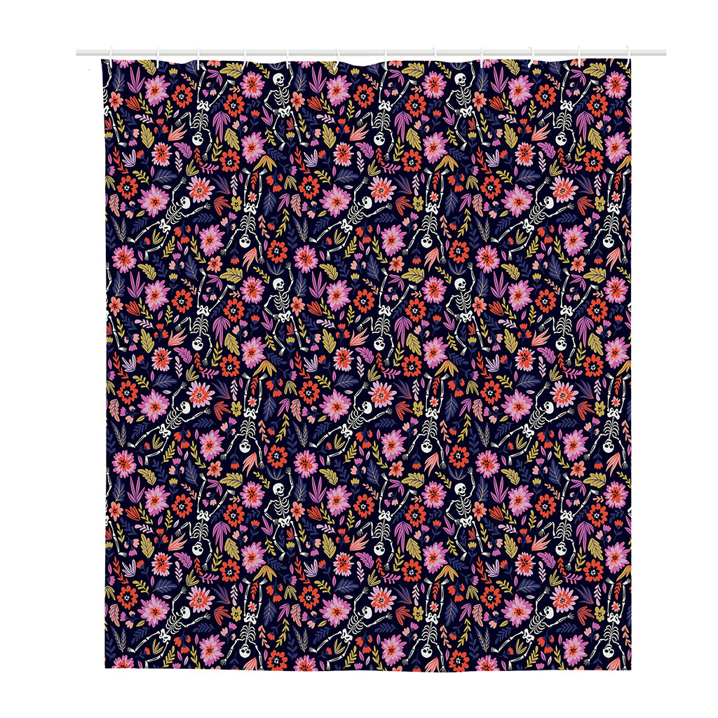 Day Of The Dead Skeleton Pattern Print Polyester Shower Curtain