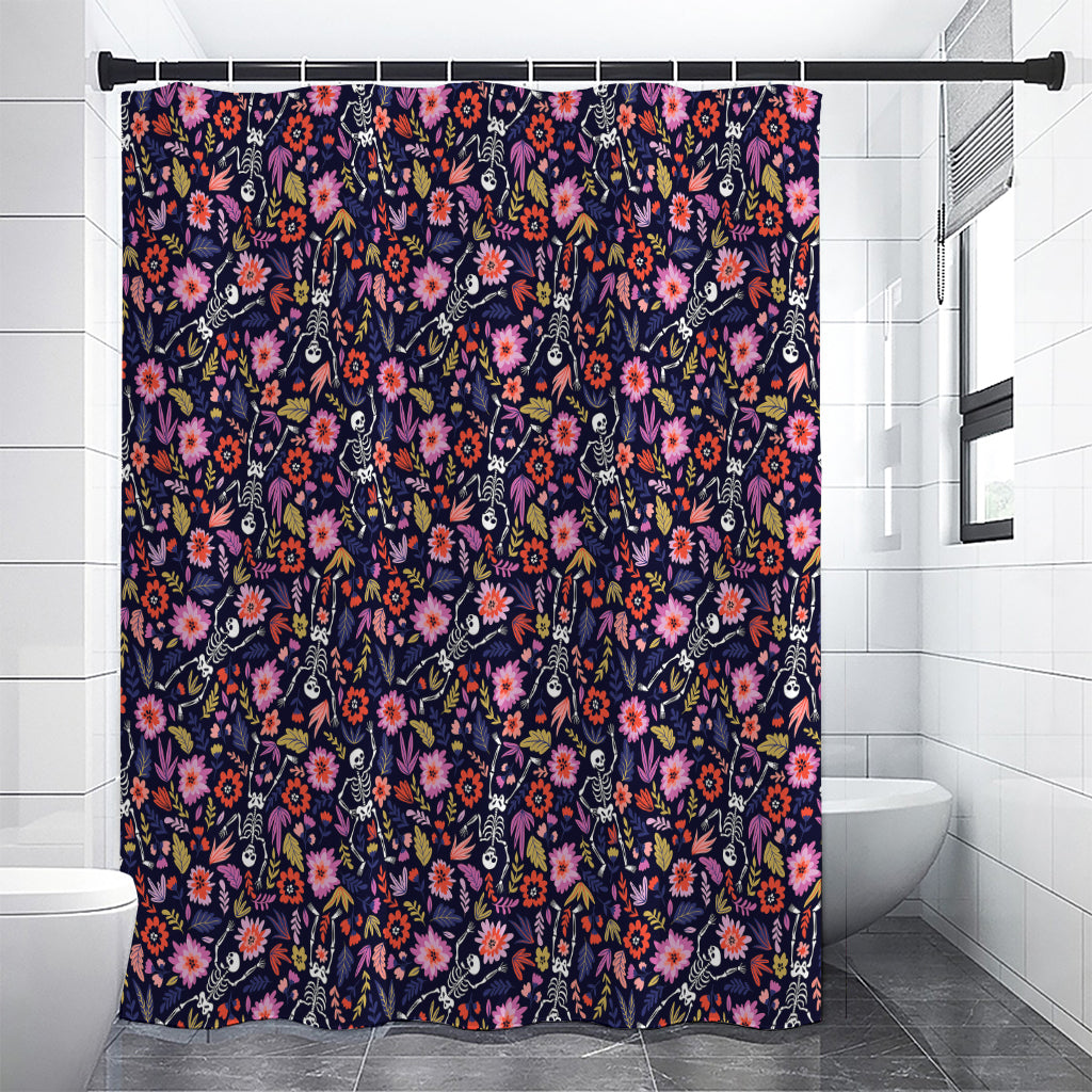 Day Of The Dead Skeleton Pattern Print Premium Shower Curtain