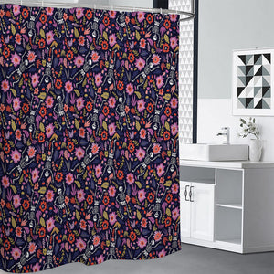 Day Of The Dead Skeleton Pattern Print Premium Shower Curtain