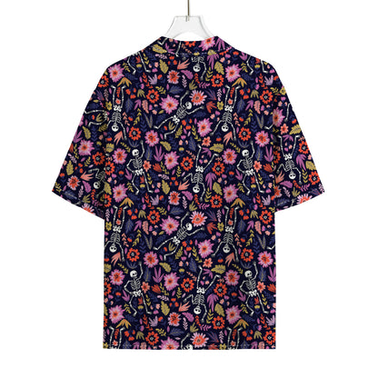 Day Of The Dead Skeleton Pattern Print Rayon Hawaiian Shirt