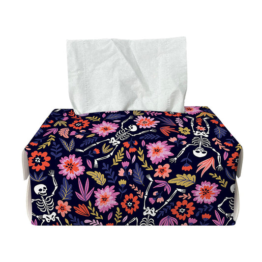 Day Of The Dead Skeleton Pattern Print Rectangle Tissue Box Cover