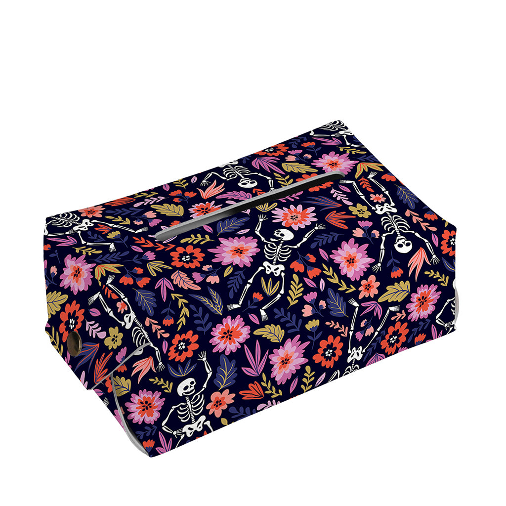 Day Of The Dead Skeleton Pattern Print Rectangle Tissue Box Cover