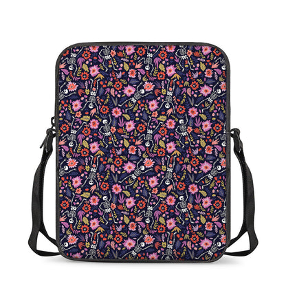 Day Of The Dead Skeleton Pattern Print Rectangular Crossbody Bag