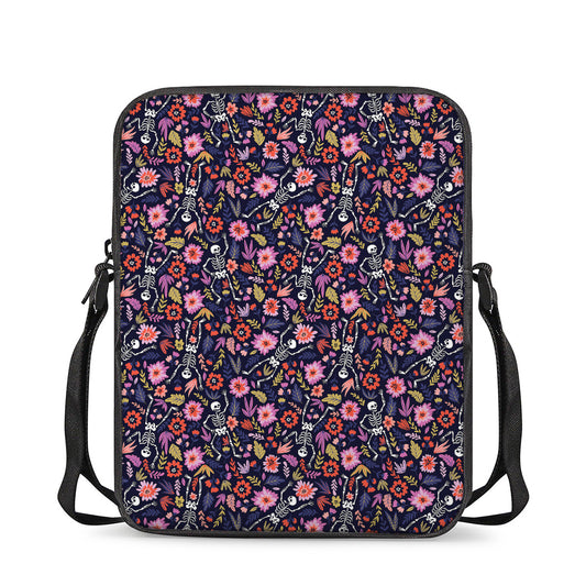 Day Of The Dead Skeleton Pattern Print Rectangular Crossbody Bag