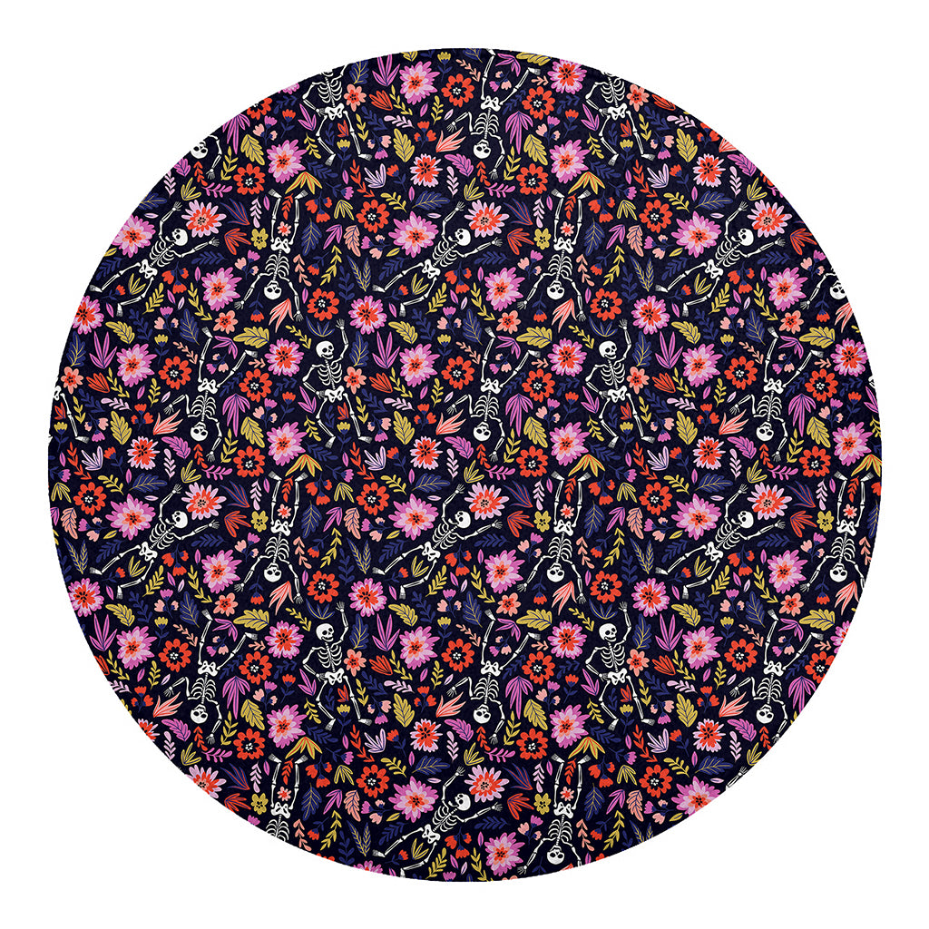 Day Of The Dead Skeleton Pattern Print Round Blanket