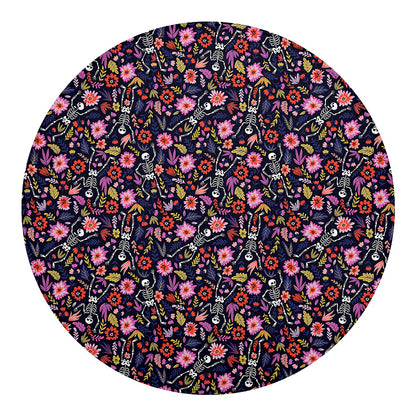 Day Of The Dead Skeleton Pattern Print Round Blanket