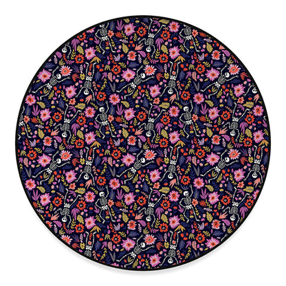 Day Of The Dead Skeleton Pattern Print Round Floor Mat