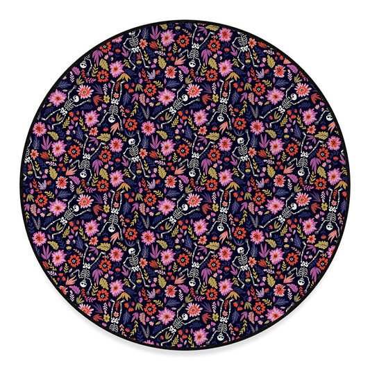 Day Of The Dead Skeleton Pattern Print Round Floor Mat