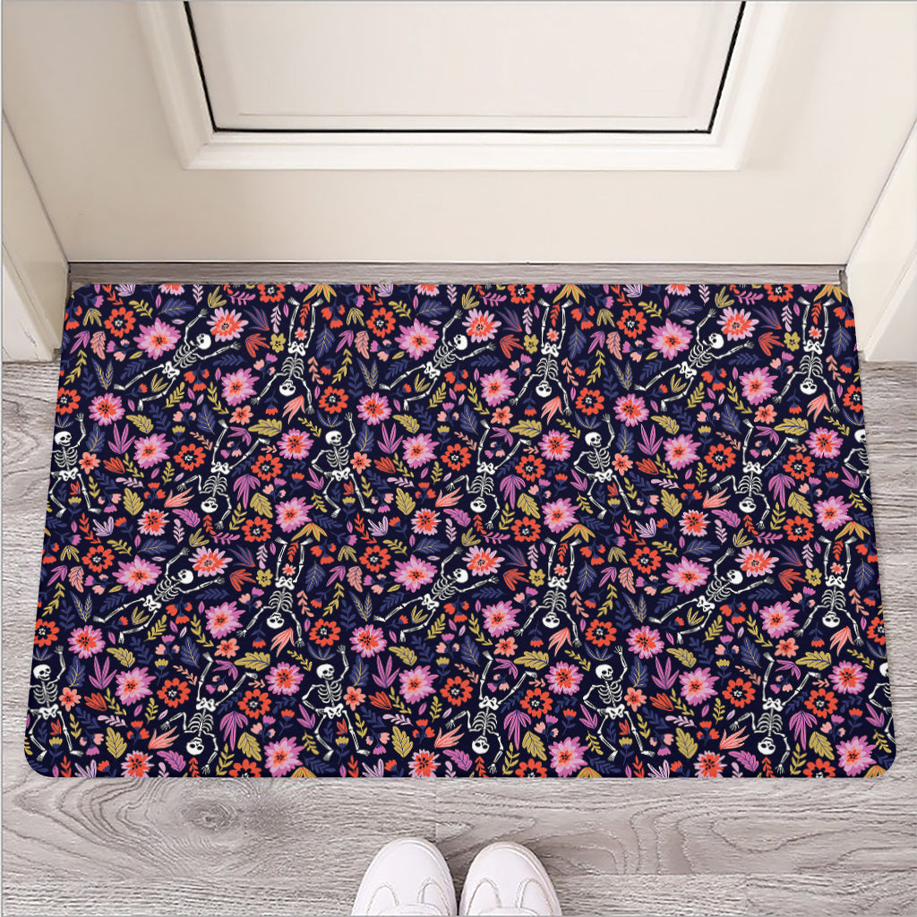 Day Of The Dead Skeleton Pattern Print Rubber Doormat