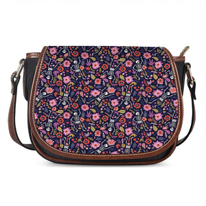 Day Of The Dead Skeleton Pattern Print Saddle Bag