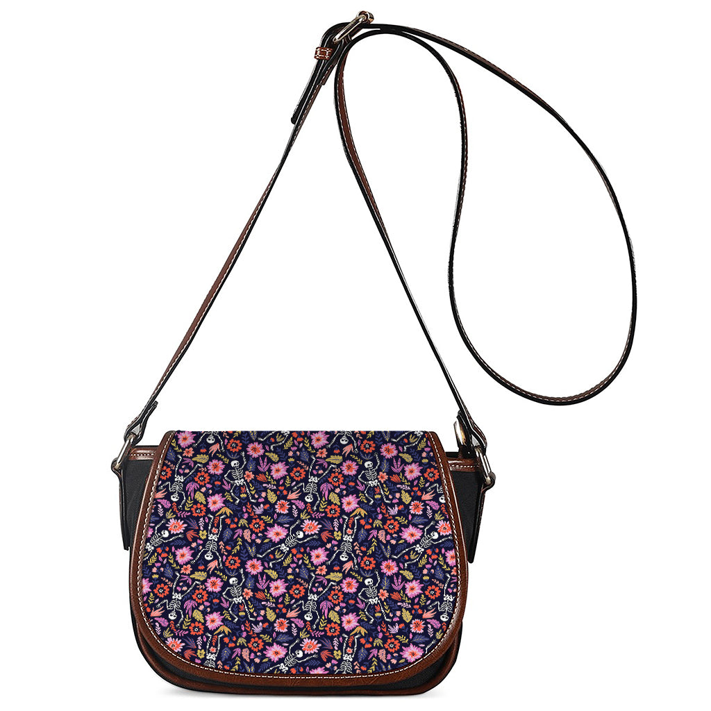 Day Of The Dead Skeleton Pattern Print Saddle Bag