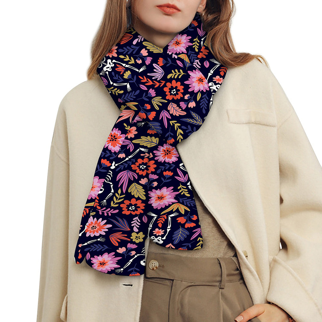 Day Of The Dead Skeleton Pattern Print Scarf