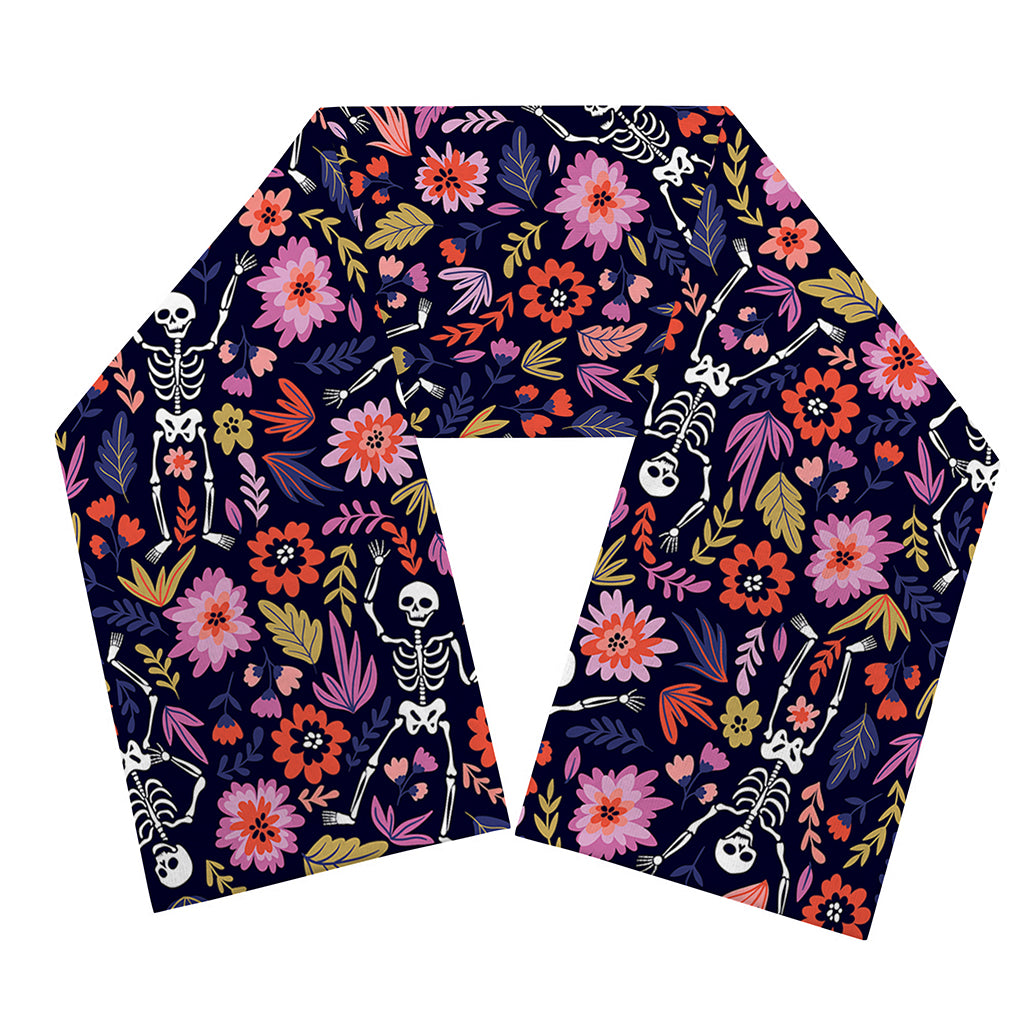 Day Of The Dead Skeleton Pattern Print Scarf