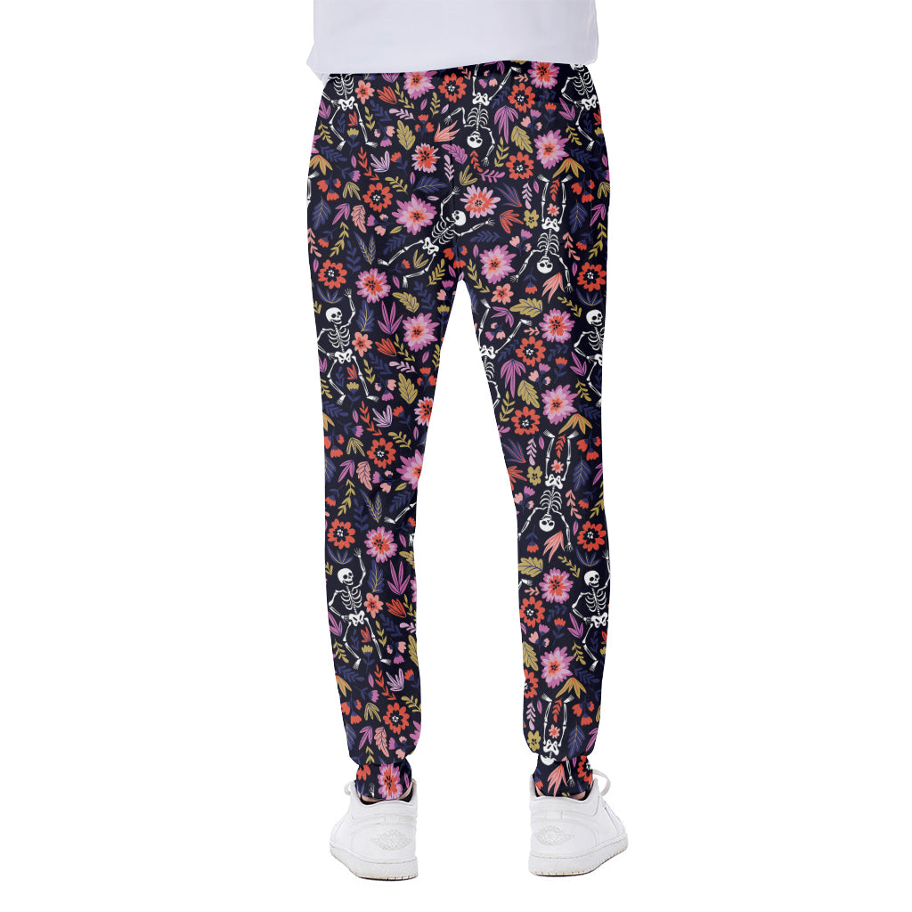 Day Of The Dead Skeleton Pattern Print Scuba Joggers