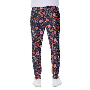 Day Of The Dead Skeleton Pattern Print Scuba Joggers