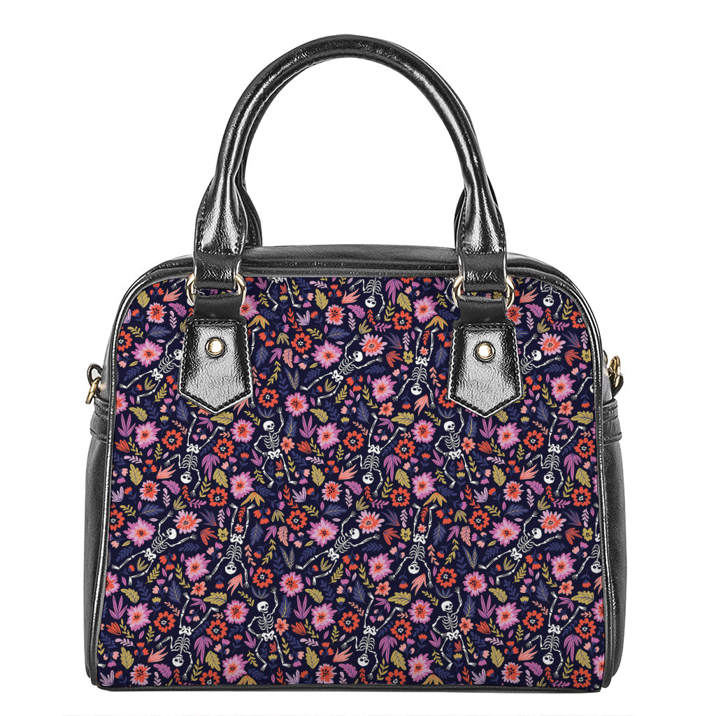 Day Of The Dead Skeleton Pattern Print Shoulder Handbag