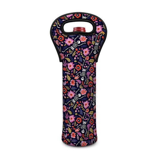 Day Of The Dead Skeleton Pattern Print Single Neoprene Wine Tote