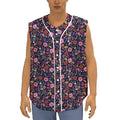 Day Of The Dead Skeleton Pattern Print Sleeveless Baseball Jersey