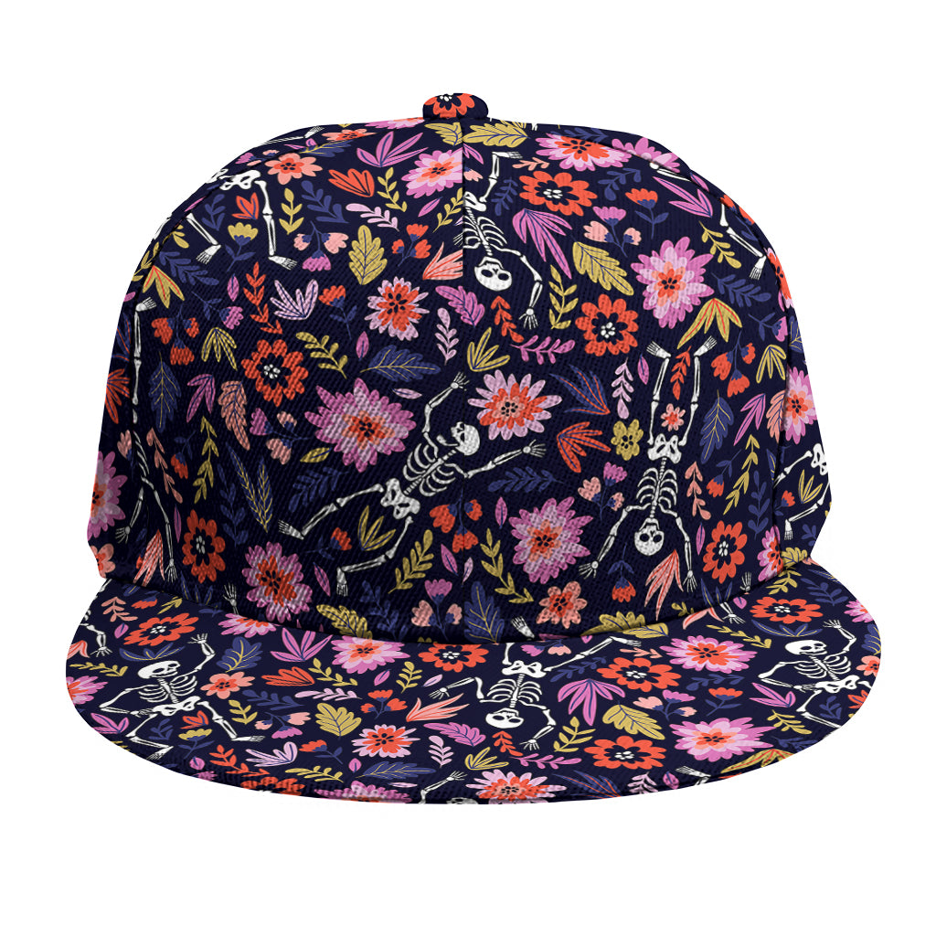 Day Of The Dead Skeleton Pattern Print Snapback Cap