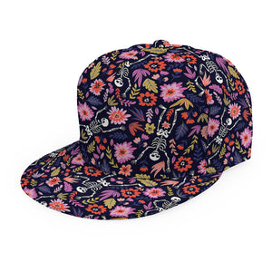 Day Of The Dead Skeleton Pattern Print Snapback Cap