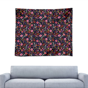 Day Of The Dead Skeleton Pattern Print Tapestry