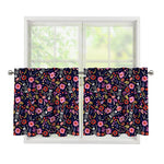 Day Of The Dead Skeleton Pattern Print Tier Curtains